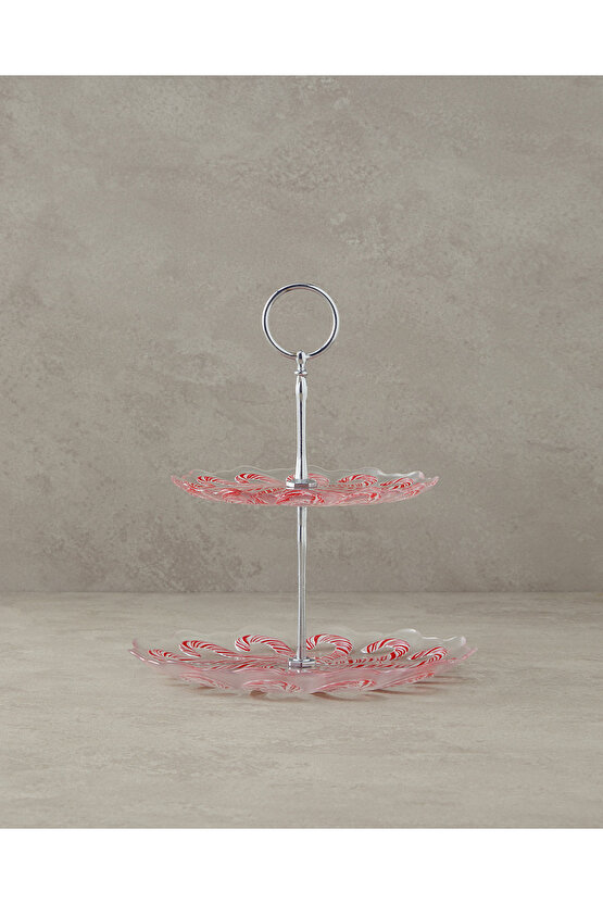 Candy Cane Cam Katlı Servis Kırmızı