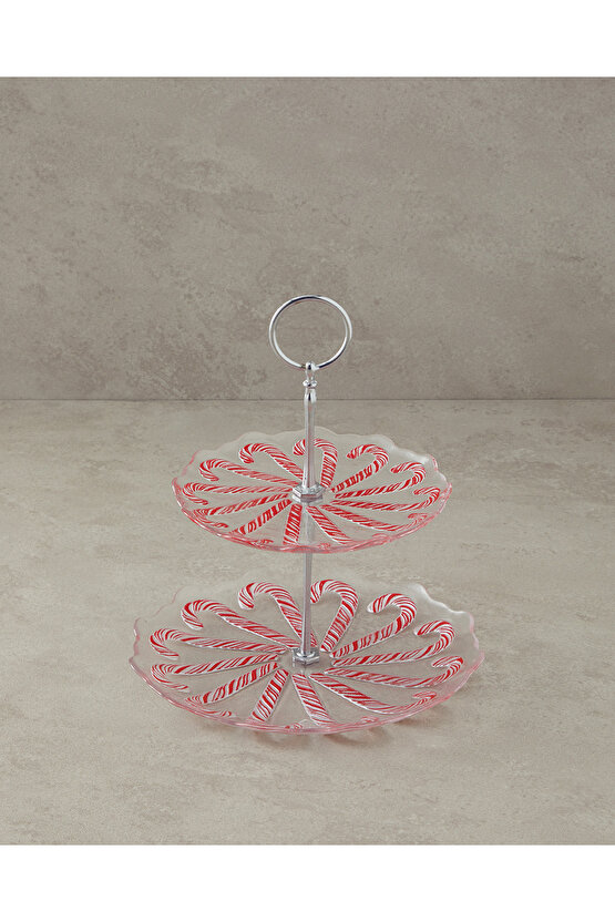 Candy Cane Cam Katlı Servis Kırmızı