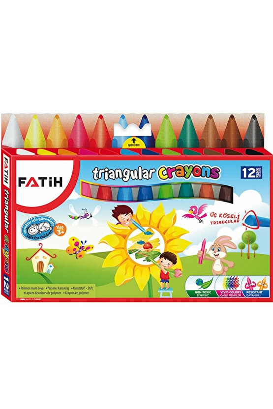 Üçgen Crayon 12 Renk Jumbo - Mum Boya