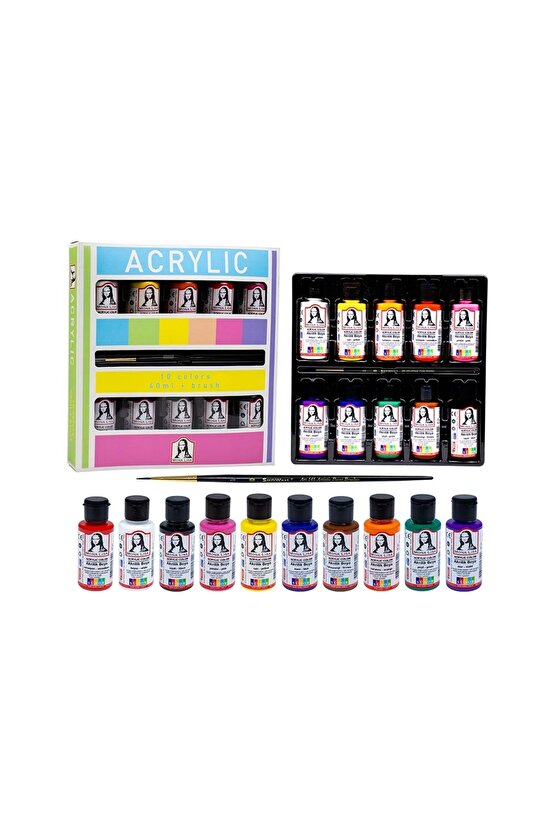 Monalisa Akrilik Boya Seti 10 Renk 40 ml + Fırça ML122