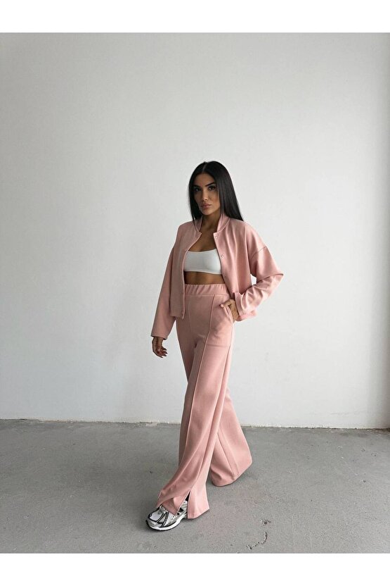 Kadın Modal Kumaş Paça Yırmaç Detaylı Alt üst Takım