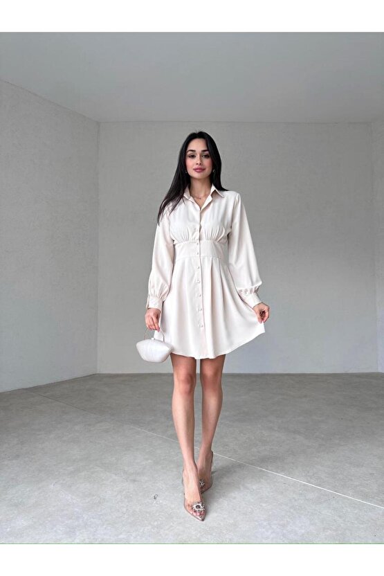 Gömlek Formlu Mini Elbise