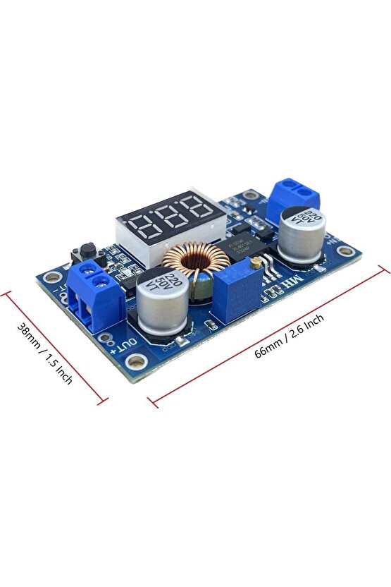 XL4015 75W 5A Dc-Dc Voltmetre Ekranlı (3digits) Voltaj Düşürücü Modül