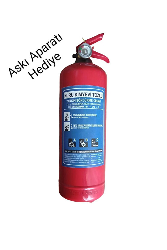 2 Kg Kuru Kimyevi Tozlu Yangın Söndürme Tüpü 4 Yıl Garantili ( Askı Aparatlı )