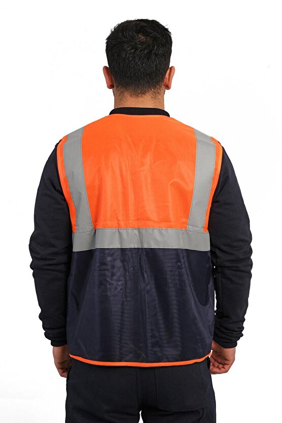 Motosiklet Yüksek Görünümlü Yelek Reflektörlü Fermuarlı Reflektik Motorcu Yelek Yeni Yasaya Uygun M