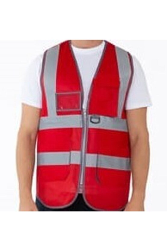 Kırmızı Reflektif Mühendis Yeleği
