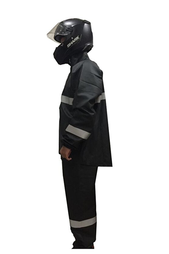 Siyah Moto Kurye Ferlektörlü Takım