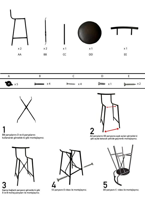 Mutfak Sandalyesi Bar Taburesi Döşemeli 1112