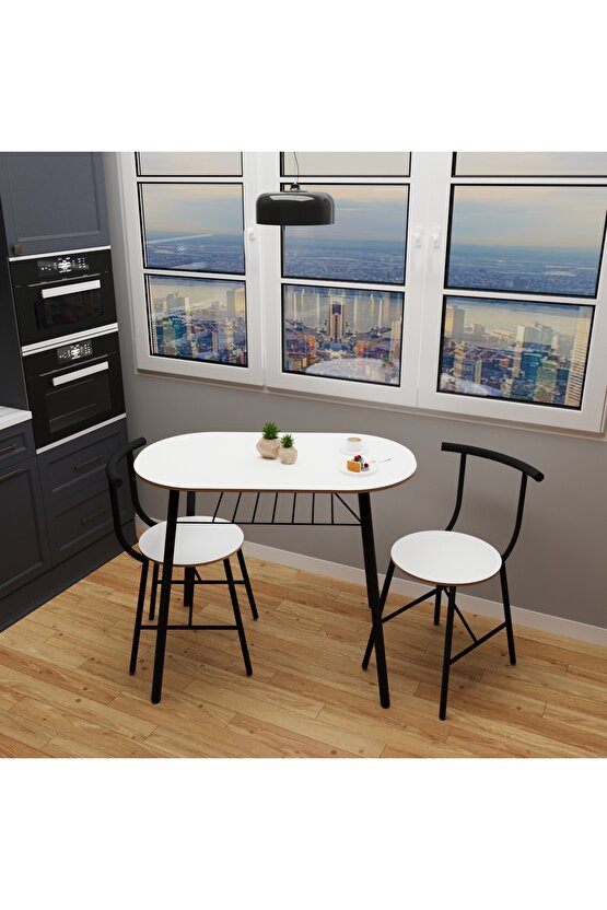 Masa Sandalye Takımı 2 kişilik Mutfak Masa Seti Beyaz 1102