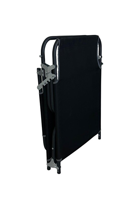 Minderli Yastıklı Kamp Yatağı Katlanır Şezlong Kampet Siyah 1630