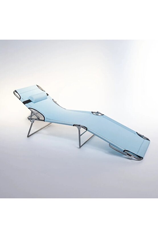 Kamp Yatağı Yastıklı Katlanır Şezlong Kampet Açık Mavi 1629