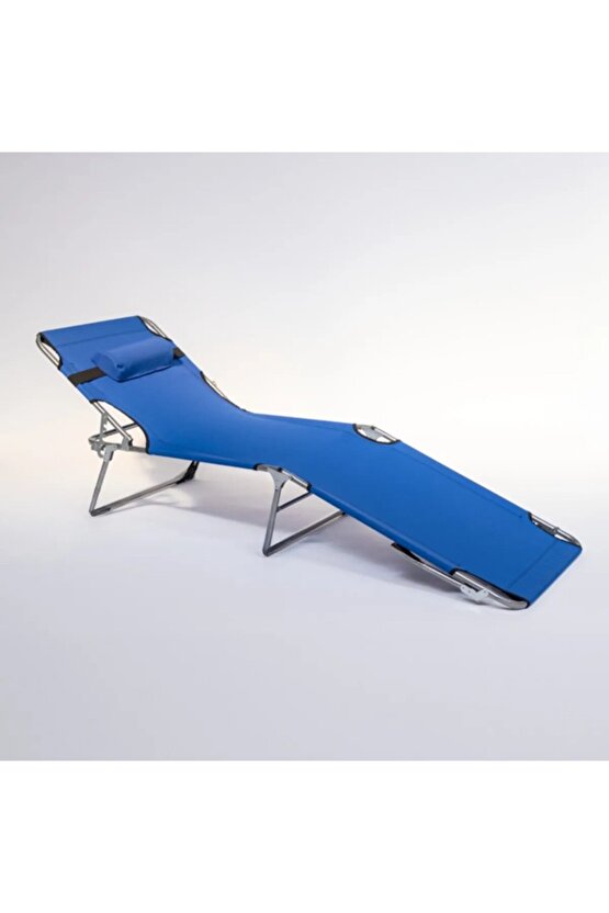 Kamp Yatağı Yastıklı Katlanır Şezlong Kampet Mavi 1626