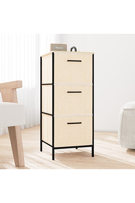 3 Çekmeceli Çok Amaçlı Dolap Büyük Boy Komodin Sehpa