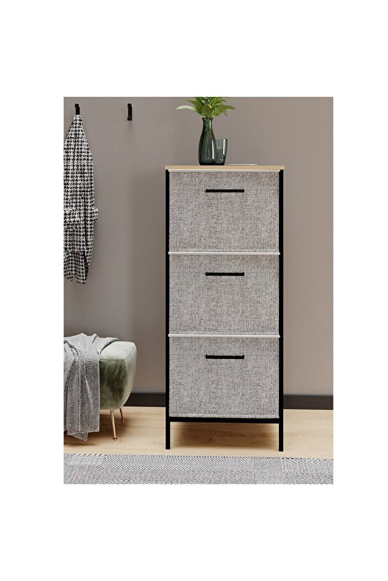 3 Çekmeceli Çok Amaçlı Dolap Büyük Boy Komodin Sehpa