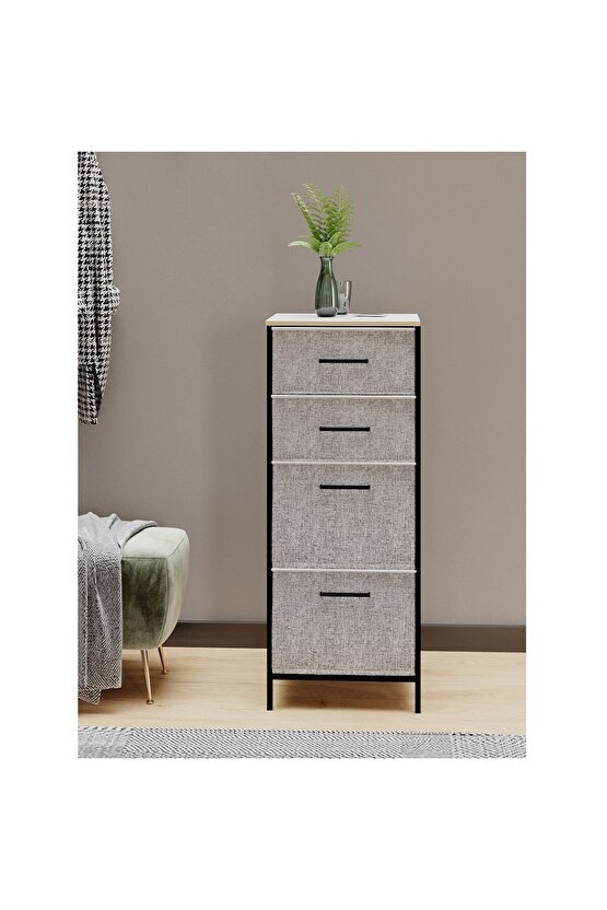 Çok Amaçlı Dolap 4 Çekmeceli Komodin Sehpa