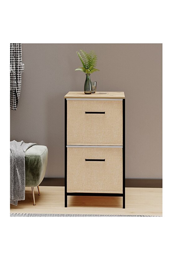 Çok Amaçlı Dolap 2 Çekmeceli Orta Boy Komodin Sehpa