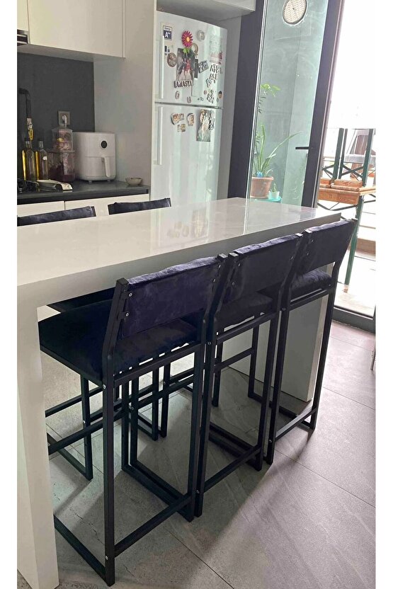 Bar Sandalyesi Bar Taburesi Siyah Metal Mutfak Sandalyesi Otel Cafe Sandalyesi Siyah