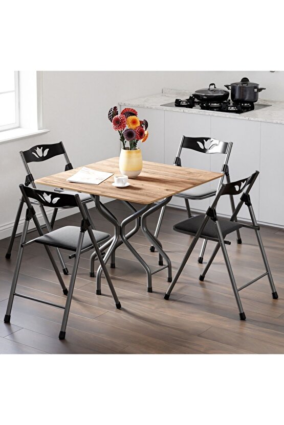 Katlanır Kırma Kare Masa Sandalye Takımı Seti