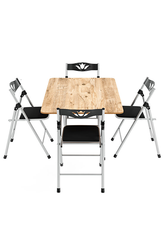 Katlanır Mutfak Masa ve 4 Adet Sandalye Takımı 60x90
