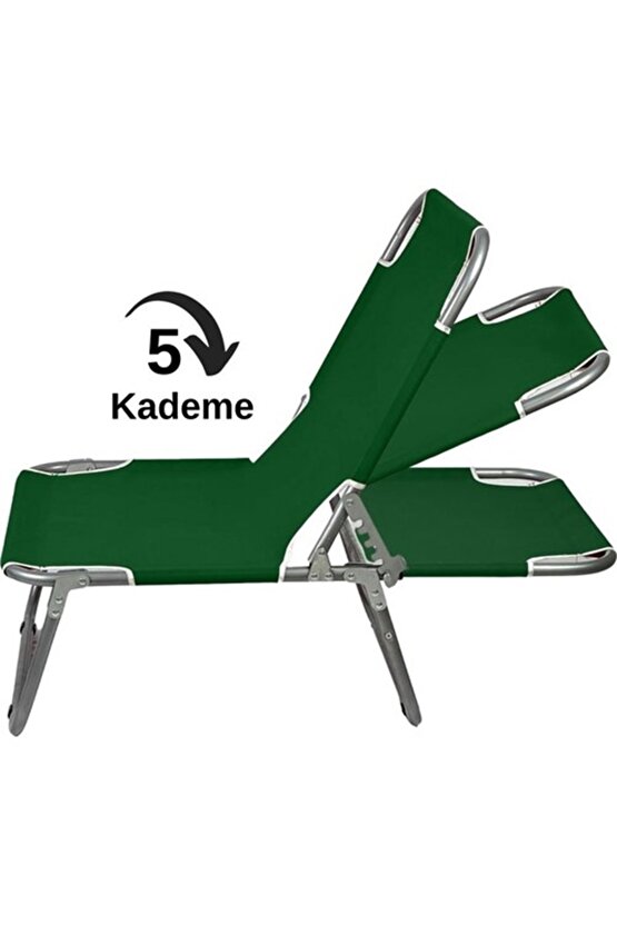 Yeşil Katlanır Portatif Sandalye Şezlong - Kamp Sandalyesi Yeşil 1286 Alüminyum