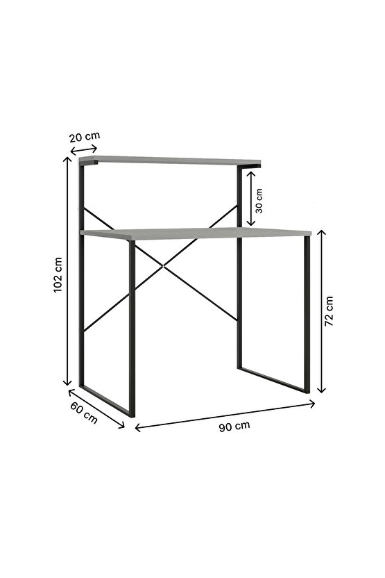 Raflı Çalışma Masası 60x90 Ofis Masası Ders Masası Çok Amaçlı Çalışma Masası