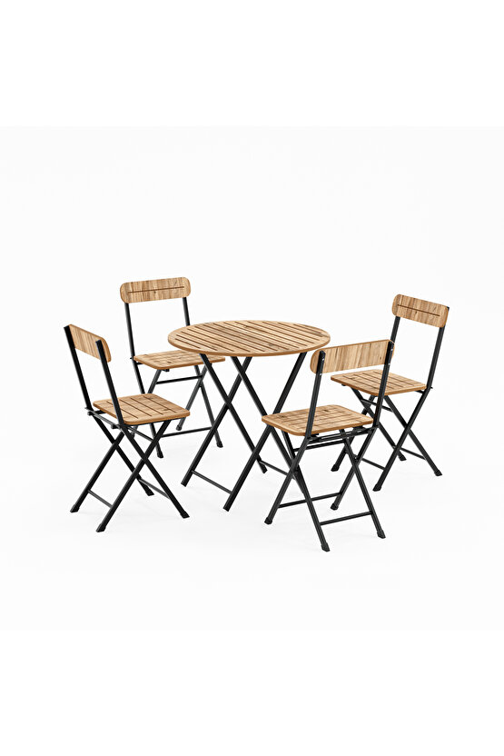 4 Kişilik Yuvarlak Bistro Takım Bahçe Mutfak Masa Sandalye