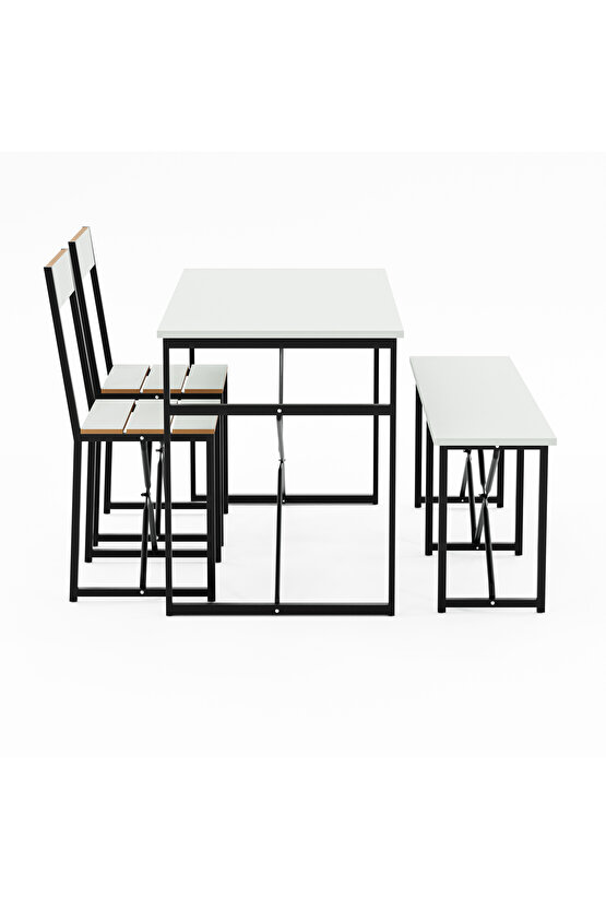 Mutfak Masası Bench Bank 120x60 Masa Set 2 Adet Sandalye Yemek Masası
