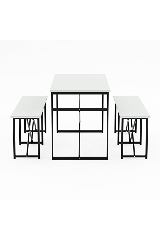 Masa Takımı Bench Bank Masa Seti 120x60 Masa Mutfak Masası Yemek Masası
