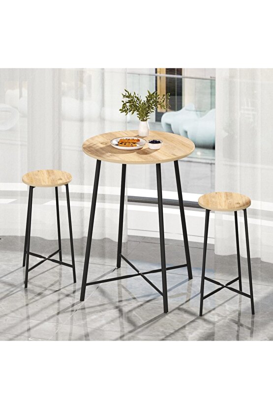 Oval 2 Kişilik Yemek Masası Bar Masası Mutfak Çam 1526