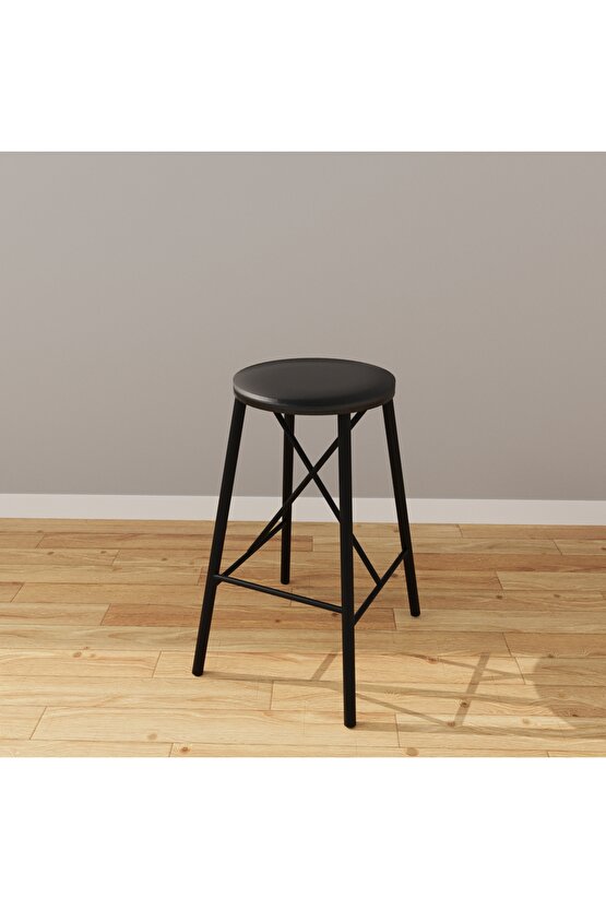 Atlantik Çam Döşemeli Siyah Bar Taburesi Seti Masası Mutfak Oval 2 Kişilik Yemek Masası 1249