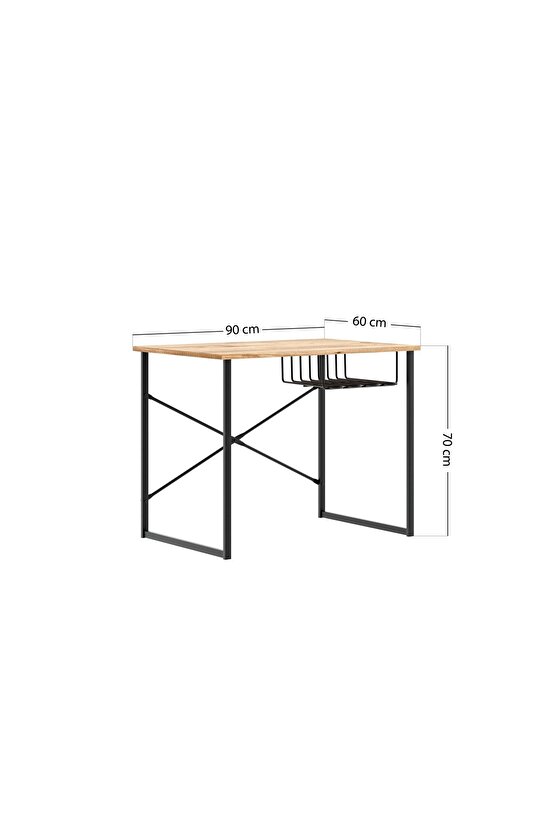 Bilgisayar Masası Raflı Çalışma Laptop Masası Çam 1341