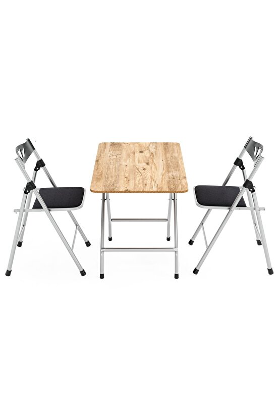 50x80 Atlantik Çam Katlanır Masa Ve 2 Adet Sandalye Seti 1127