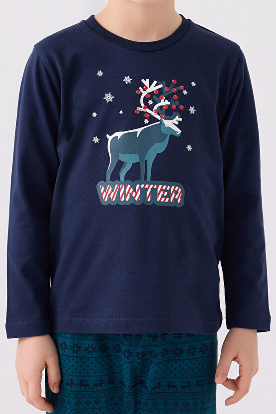 Erkek Çocuk Lacivert Pijama Takımı