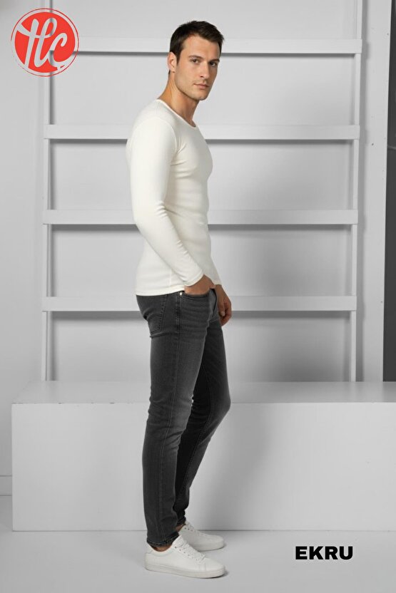 2518 Erkek O Yaka Uzun Kollu Üst Termal Sıcak Tutan İçlik