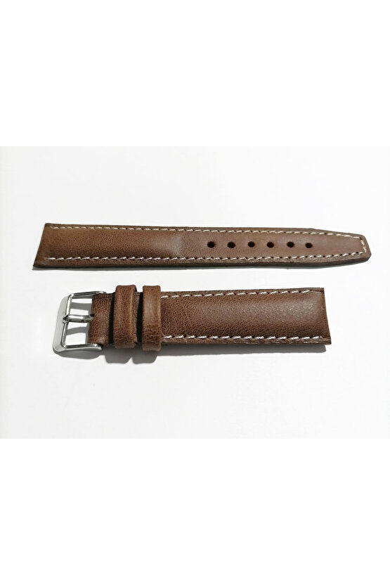 & Her Saate Uyumlu Hakiki Deri Saat Kordonu 18 mm (289) beyaz dikişli