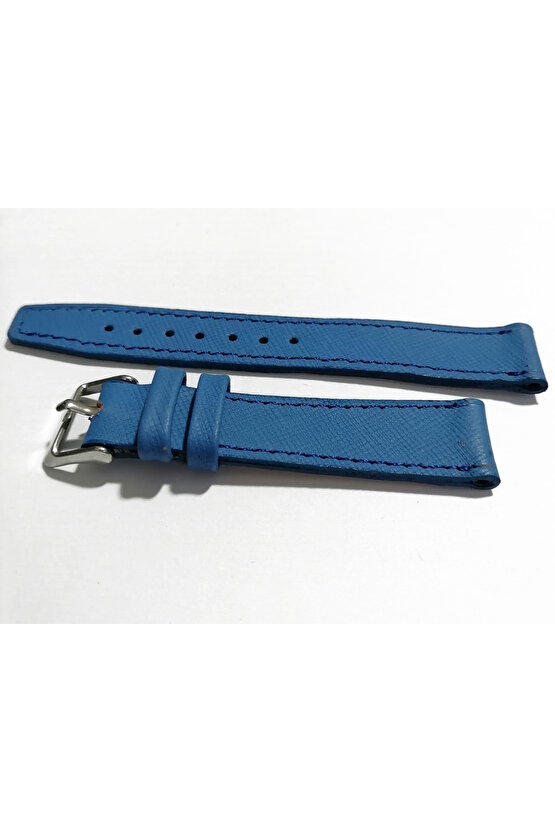 &Her Saate Uyumlu greyzi  Hakiki Deri Saat Kordonu 18   mm  (143)  Mavi