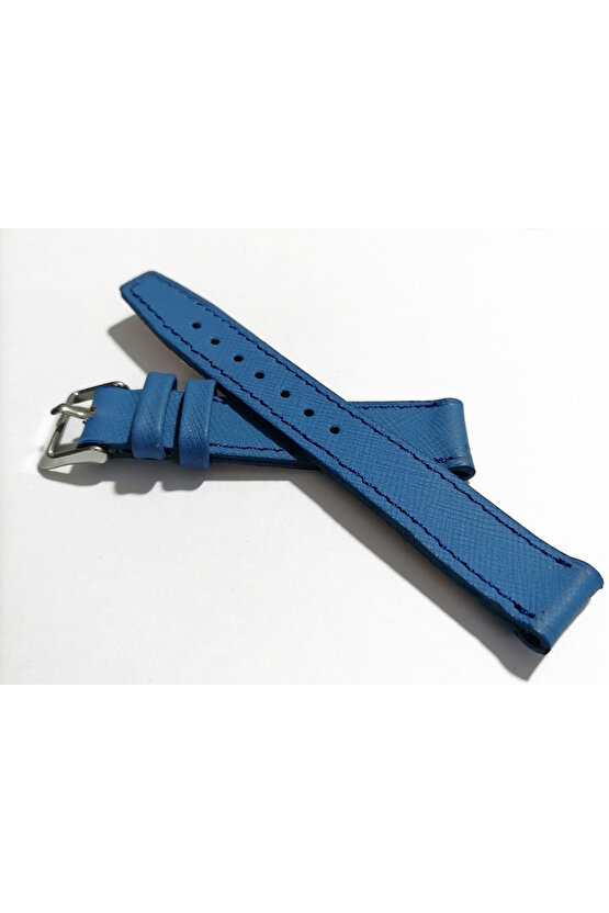 &Her Saate Uyumlu greyzi  Hakiki Deri Saat Kordonu 18   mm  (143)  Mavi
