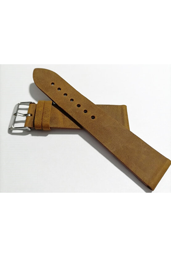 &Her Saate Uyumlu Hakiki Grizi Deri Saat Kordonu 22mm  (32)