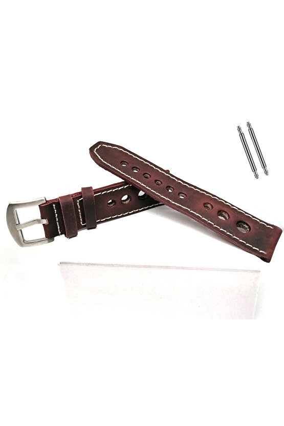 Tissot & Fossil & Panaray  Uyumlu Crayz Hakiki  Deri  24 mm  bordo