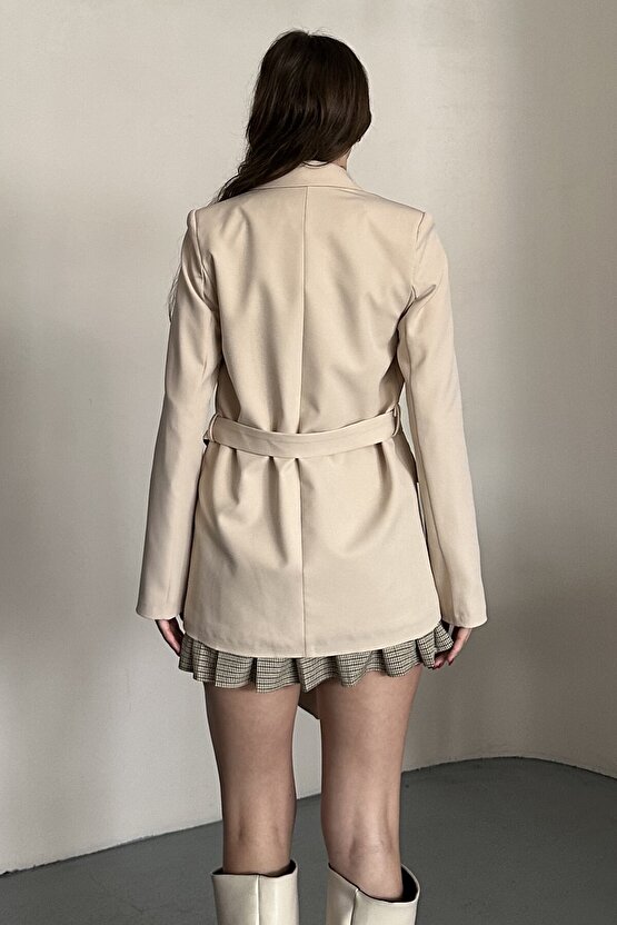 Kadın Blazer Ceket Kemerli Şık Model – Tek Düğmeli, Rahat Kalıp Casual