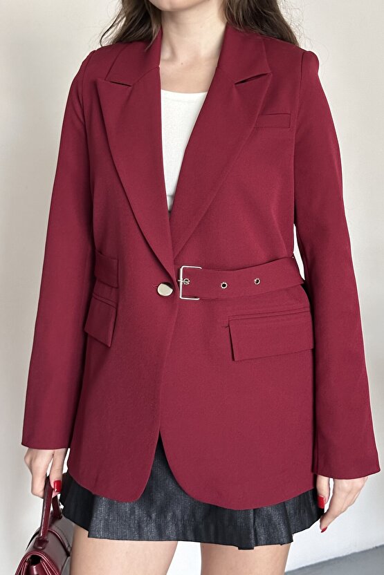 Kadın Blazer Ceket Kemerli Şık Model – Tek Düğmeli, Rahat Kalıp Casual