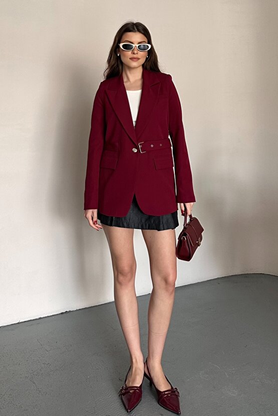 Kadın Blazer Ceket Kemerli Şık Model – Tek Düğmeli, Rahat Kalıp Casual