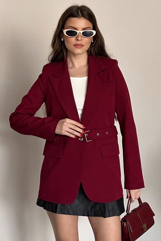 Kadın Blazer Ceket Kemerli Şık Model – Tek Düğmeli, Rahat Kalıp Casual