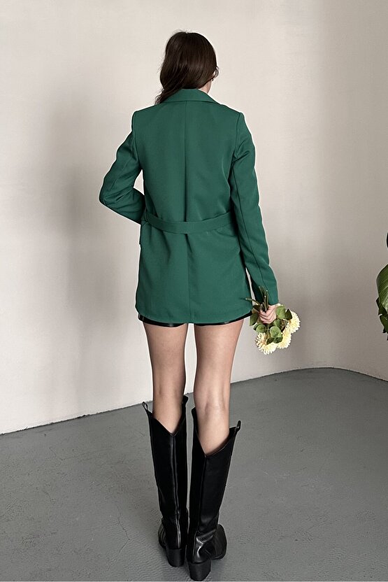 Kadın Blazer Ceket Kemerli Şık Model – Tek Düğmeli, Rahat Kalıp Casual