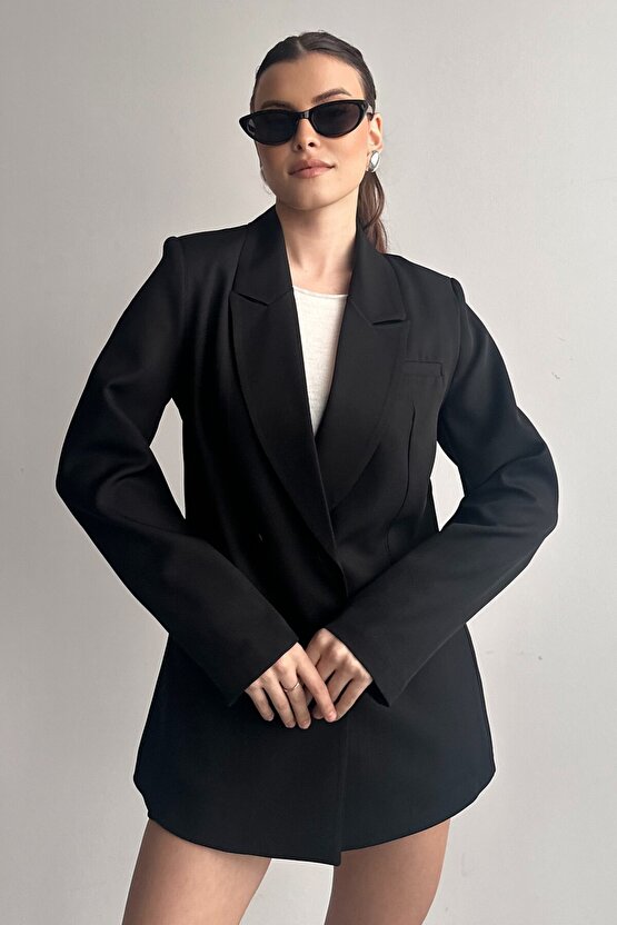 Kadın Düğme Detaylı Oversize Blazer Ceket