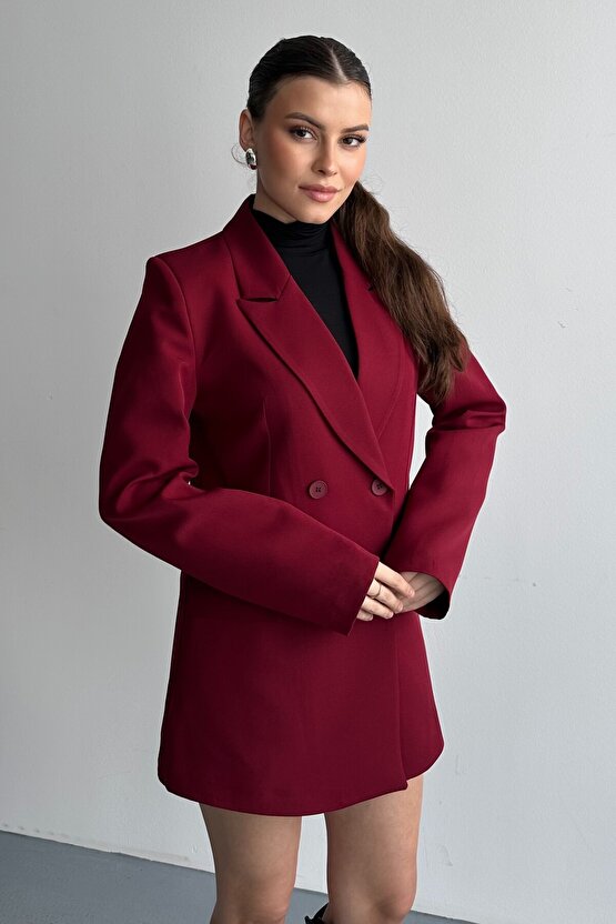 Kadın Düğme Detaylı Oversize Blazer Ceket