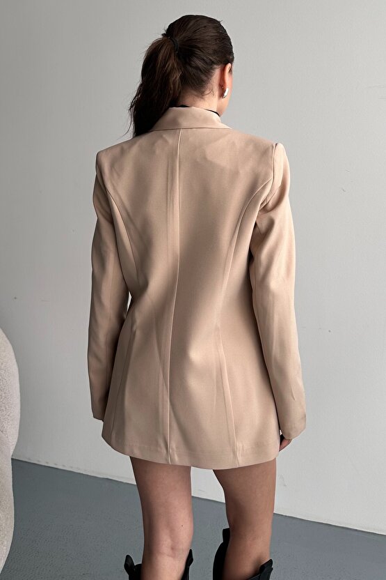 Kadın Düğme Detaylı Oversize Blazer Ceket