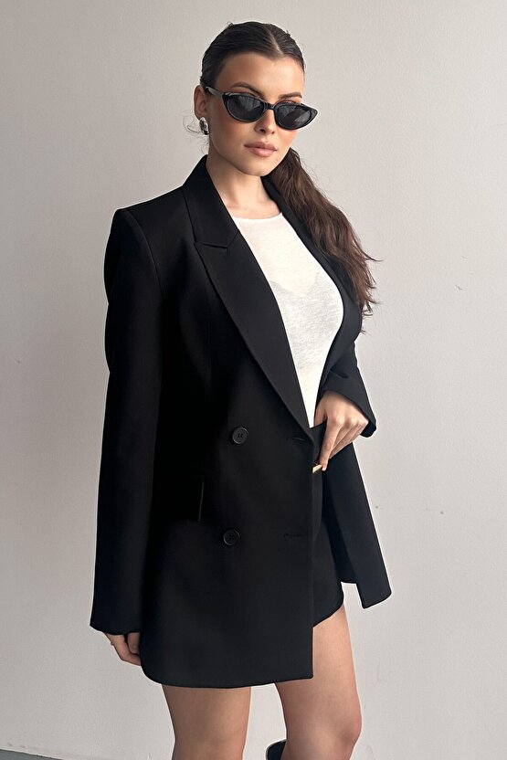 Kadın Düğme Detaylı Oversize Blazer Ceket