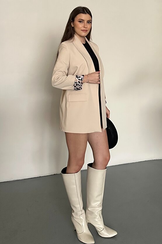 Kadın Blazer Ceket Oversize Uzun | Lepoar Astarlı Klasik Şık Ofis & Günlük