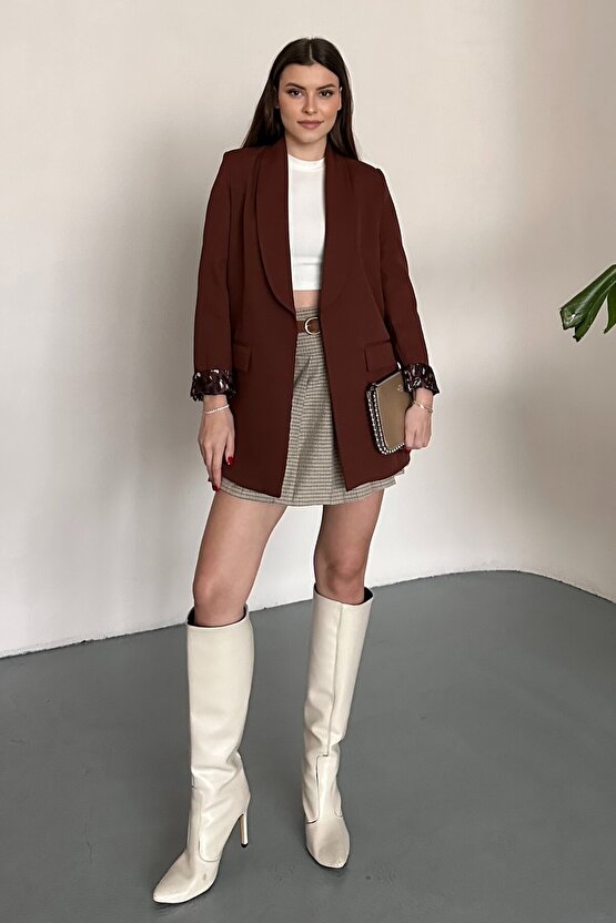 Kadın Blazer Ceket Oversize Uzun | Lepoar Astarlı Klasik Şık Ofis & Günlük